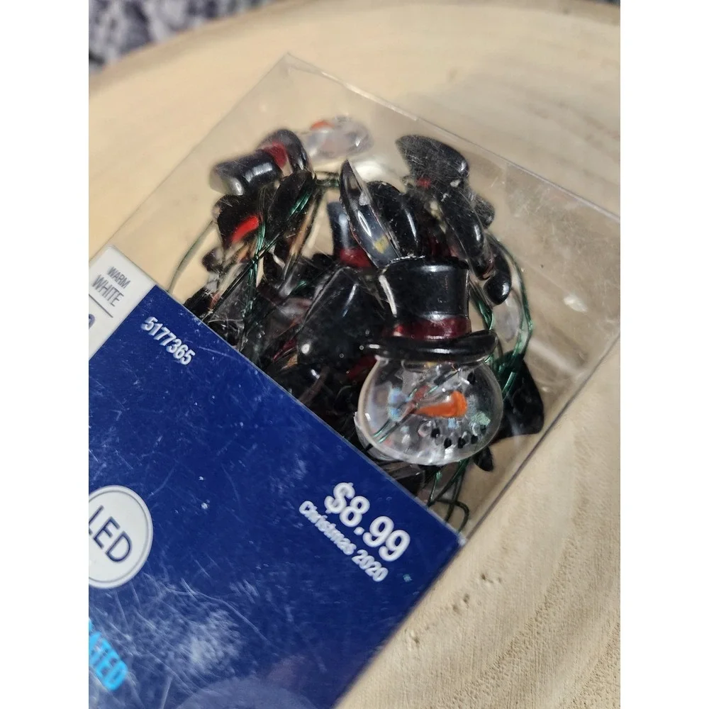 2019 CHRISTMAS/HOLIDAY/SEASONAL Snowman‎ MINI STRING Lights LED~NEW